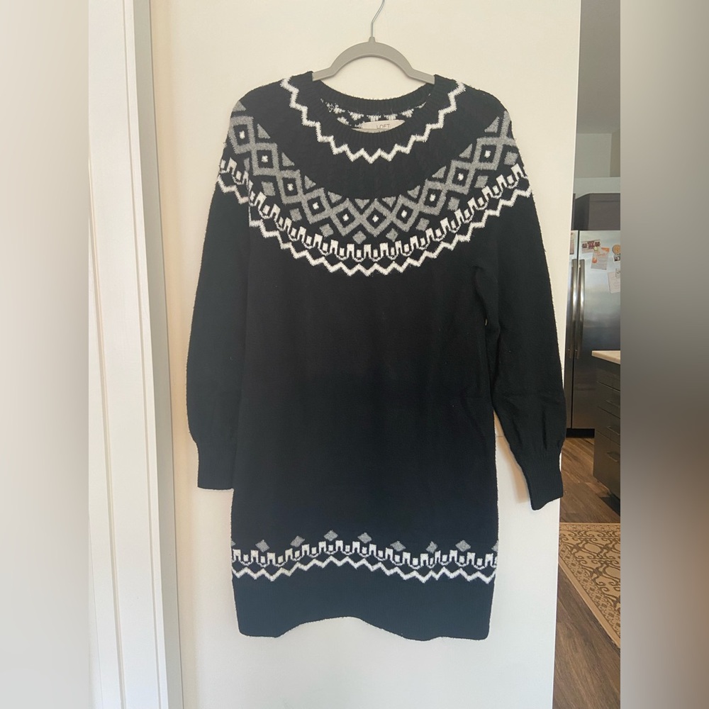 LOFT Black and White Sweater Dress
